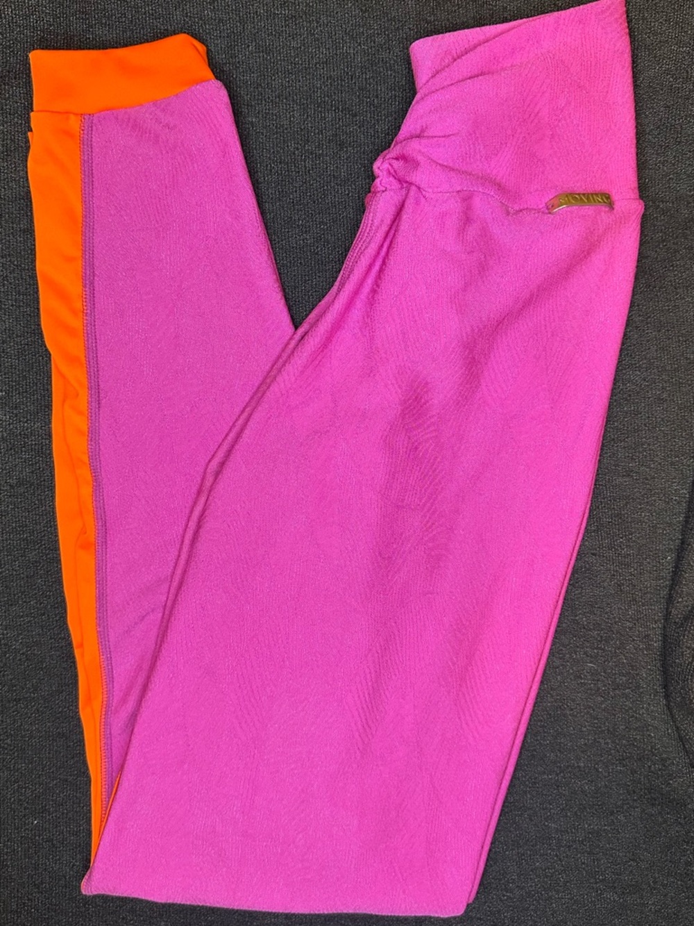 Moving Brazilian Scrunch Butt Leggings Size M Pink Orange Colorblock High Waist